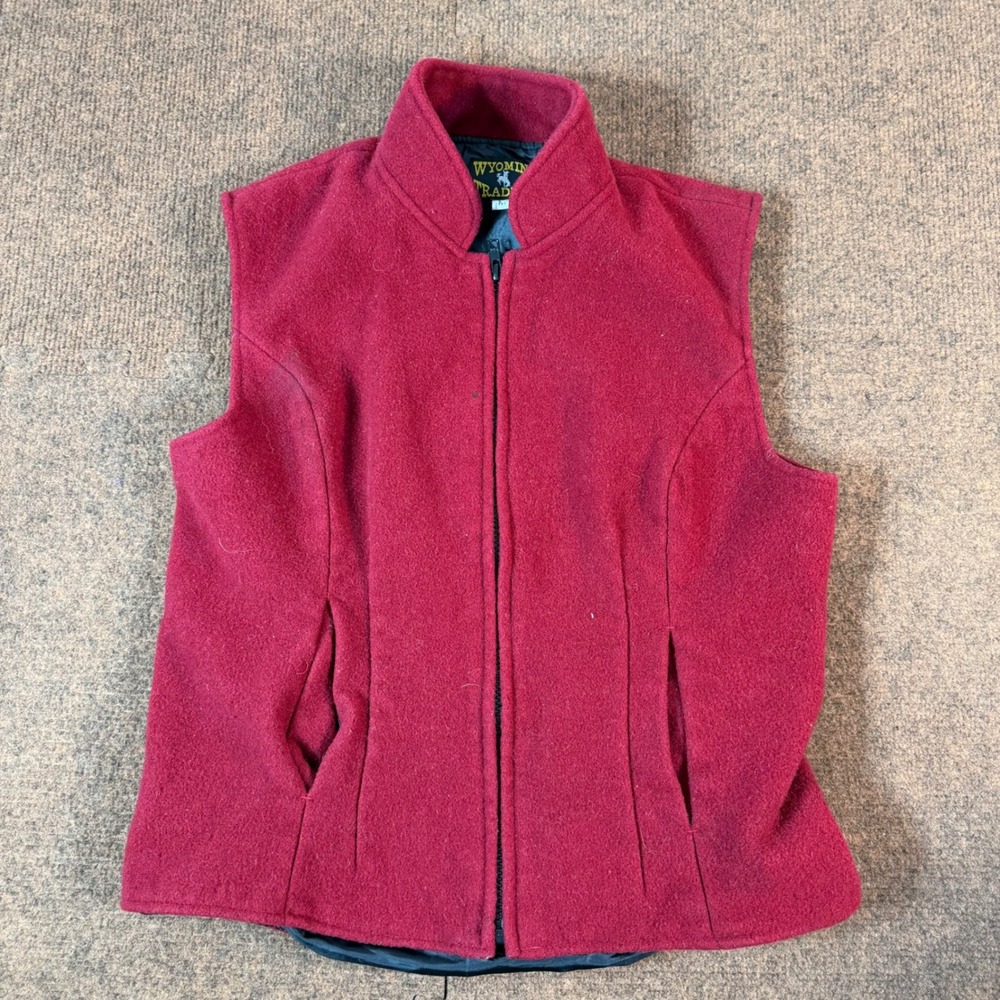 Wyoming Traders Mens Burgundy Red Wool Blend Full Zip Western Vest Size M 1701